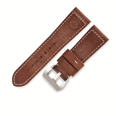 パネライ PANERAI 純正 ルミノール用 ブラウン レザー ステンレススチール 腕時計パーツ 替え レザー 本革 ベルト バンド ストラップ 純正SS製尾錠付き 26ｍｍ ブラウン 茶
