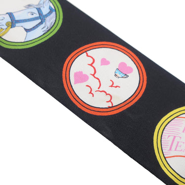 エルメス HERMES ツイリー ブラック×ルージュ×マルチカラー シルク スカーフ 【TEA TIME/ティータイム】