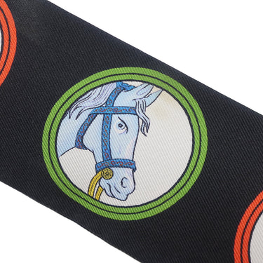 エルメス HERMES ツイリー ブラック×ルージュ×マルチカラー シルク スカーフ 【TEA TIME/ティータイム】