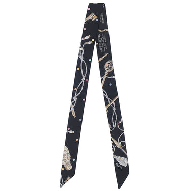 エルメス HERMES ツイリードール ブラック×ベージュローズ×マルチカラー シルク スカーフ 【LES CLES A POIS/レ クレ ア ポア】