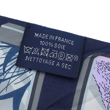 エルメス HERMES ツイリー マリン×グレー×ゴールド シルク スカーフ 【HERMES STORY/エルメスストーリー】