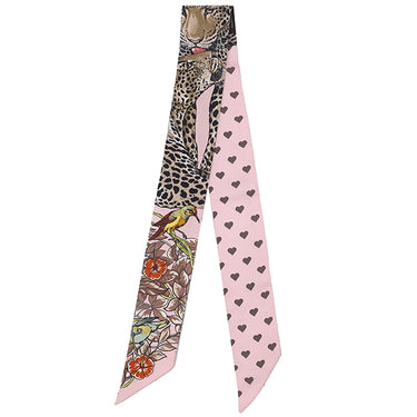 エルメス HERMES ツイリー ローズペール×エトゥープ×ブラウン シルク スカーフ 【JUNGLE LOVE LOVE/ジャングル ラブ ラブ】