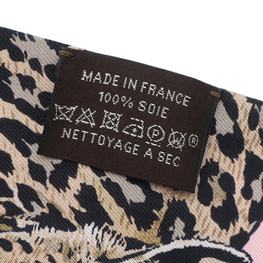 エルメス HERMES ツイリー ローズペール×エトゥープ×ブラウン シルク スカーフ 【JUNGLE LOVE LOVE/ジャングル ラブ ラブ】