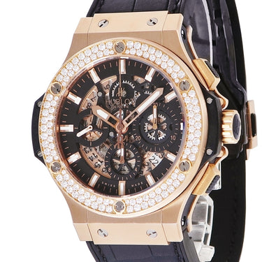 腕時計 ウブロ HUBLOT ビッグバン アエロバン 311.PX.1180.GR.1104 自動巻き メンズ K18RG無垢 純正ダイヤ 黒 バー スケルトン