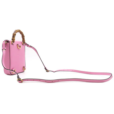 グッチ GUCCI バンブー 3WAY ミニ ハンドバッグ 702106 ピンク レザー 2WAYバッグ ゴールド金具 ハンドバッグ ショルダー リュック