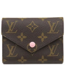 ルイヴィトン LOUIS VUITTON ポルトフォイユ ヴィクトリーヌ M62360 ローズバレリーヌ モノグラムキャンバス 三つ折り財布 ゴールド金具 コンパクト 茶 バイカラー 文字刻印消し跡あり