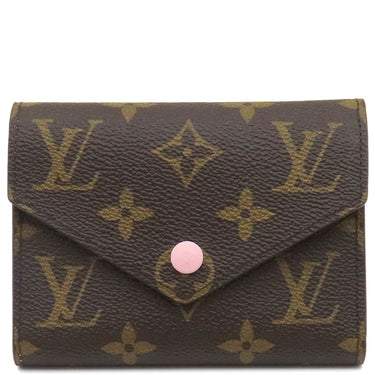 ルイヴィトン LOUIS VUITTON ポルトフォイユ ヴィクトリーヌ M62360 ローズバレリーヌ モノグラムキャンバス 三つ折り財布 ゴールド金具 コンパクト 茶 バイカラー 文字刻印消し跡あり