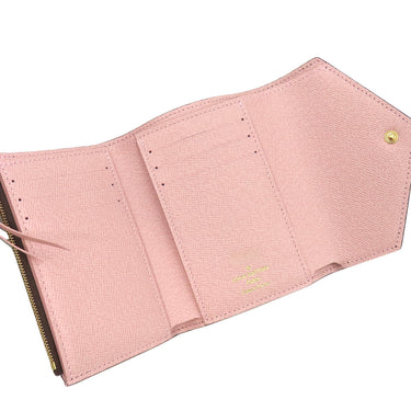 ルイヴィトン LOUIS VUITTON ポルトフォイユ ヴィクトリーヌ M62360 ローズバレリーヌ モノグラムキャンバス 三つ折り財布 ゴールド金具 コンパクト 茶 バイカラー 文字刻印消し跡あり