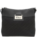クリスチャン・ディオール Christian Dior トロッター ブラック×ネイビー レザー ジャガード ショルダーバッグ シルバー金具 黒 紺