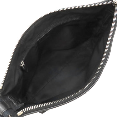 クリスチャン・ディオール Christian Dior トロッター ブラック×ネイビー レザー ジャガード ショルダーバッグ シルバー金具 黒 紺