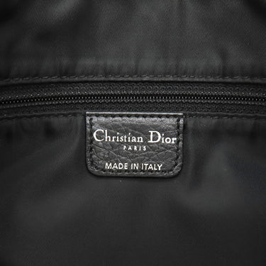 クリスチャン・ディオール Christian Dior トロッター ブラック×ネイビー レザー ジャガード ショルダーバッグ シルバー金具 黒 紺