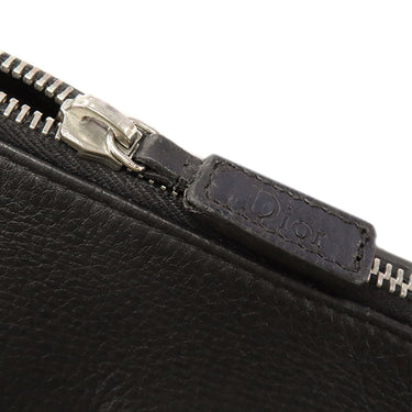 クリスチャン・ディオール Christian Dior トロッター ブラック×ネイビー レザー ジャガード ショルダーバッグ シルバー金具 黒 紺