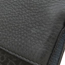 クリスチャン・ディオール Christian Dior トロッター ブラック×ネイビー レザー ジャガード ショルダーバッグ シルバー金具 黒 紺