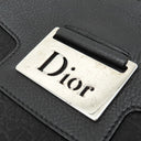 クリスチャン・ディオール Christian Dior トロッター ブラック×ネイビー レザー ジャガード ショルダーバッグ シルバー金具 黒 紺