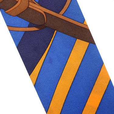 エルメス HERMES ツイリー オレンジ×マリン×ジョーヌ シルク スカーフ 【COACHING/コーチング】