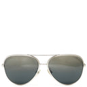 シャネル CHANEL ティアドロップ 59□14 4194-Q-A ホワイトXシルバー メタル レザー サングラス シルバー金具 白 チェーンモチーフ グレーレンズ