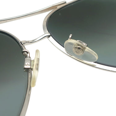 シャネル CHANEL ティアドロップ 59□14 4194-Q-A ホワイトXシルバー メタル レザー サングラス シルバー金具 白 チェーンモチーフ グレーレンズ