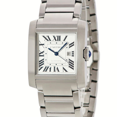腕時計 カルティエ Cartier タンク フランセーズ LM WSTA0067 自動巻き メンズ シルバー ローマン 角型 青針 ブルースティール
