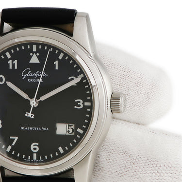 腕時計 グラスヒュッテ オリジナル GLASHUTTE ORIGINAL セネタ パノラマデイト 38-42-07-22-04 自動巻き メンズ ブラック 黒 アラビア