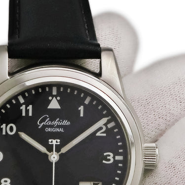 腕時計 グラスヒュッテ オリジナル GLASHUTTE ORIGINAL セネタ パノラマデイト 38-42-07-22-04 自動巻き メンズ ブラック 黒 アラビア