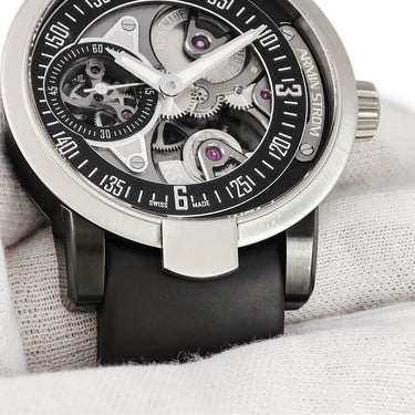 腕時計 アーミン・シュトローム Armin Strom レーシング グラヴィティ ST14-GR.90 自動巻き メンズ OH済 スケルトン ブラックPVD 限定