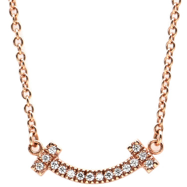 ティファニー Tiffany & Co Tスマイル ミニ ペンダント ローズゴールド K18PG ネックレス ダイヤ ピンクゴールド Au750 Tiffany T smile
