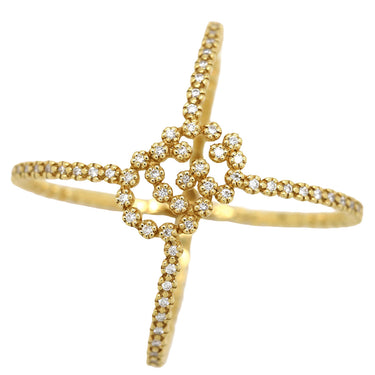 グッチ GUCCI GGランニング イエローゴールド K18YG ダイヤモンド #15 リング 指輪 750YG AU750 15号