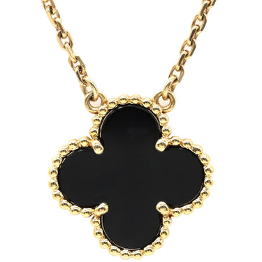 ヴァンクリーフアーペル Van Cleef & Arpels ヴィンテージ アルハンブラ ペンダント VCARA45800 ブラックXイエローゴールド K18YG オニキス ネックレス 黒 Au750 18K