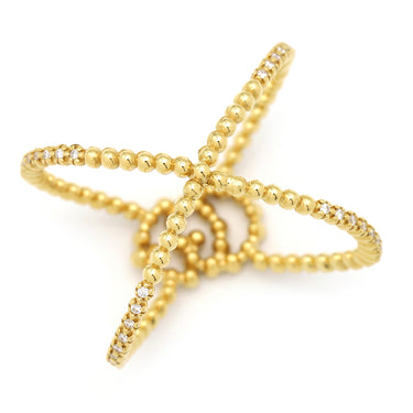 グッチ GUCCI GGランニング イエローゴールド K18YG ダイヤモンド #16 リング 指輪 750YG AU750 14号