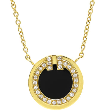 ティファニー Tiffany & Co Tトゥー サークル ペンダント ダイヤモンド＆オニキス 67467663 イエローゴールド K18YG オニキス ダイヤモンド ネックレス