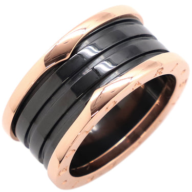 ブルガリ BVLGARI ビーゼロワン B-zero1 4バンドリング 345968 ピンクゴールド×ブラック K18PG セラミック #63(JP23) リング 指輪 黒 750PG 18金 21.5号