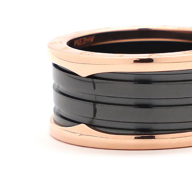 ブルガリ BVLGARI ビーゼロワン B-zero1 4バンドリング 345968 ピンクゴールド×ブラック K18PG セラミック #63(JP23) リング 指輪 黒 750PG 18金 21.5号