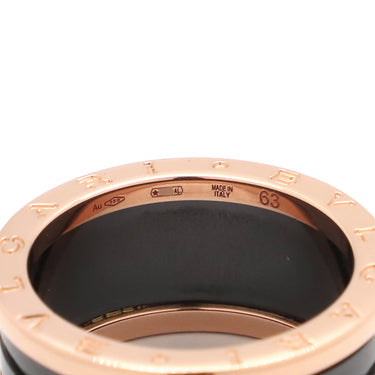 ブルガリ BVLGARI ビーゼロワン B-zero1 4バンドリング 345968 ピンクゴールド×ブラック K18PG セラミック #63(JP23) リング 指輪 黒 750PG 18金 21.5号