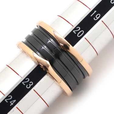 ブルガリ BVLGARI ビーゼロワン B-zero1 4バンドリング 345968 ピンクゴールド×ブラック K18PG セラミック #63(JP23) リング 指輪 黒 750PG 18金 21.5号