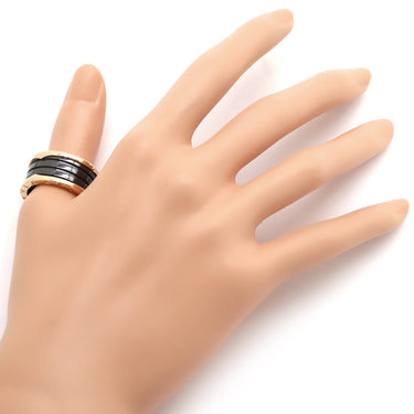 ブルガリ BVLGARI ビーゼロワン B-zero1 4バンドリング 345968 ピンクゴールド×ブラック K18PG セラミック #63(JP23) リング 指輪 黒 750PG 18金 21.5号
