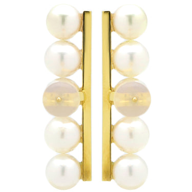 TASAKI TASAKI バランス プラス E-4463-18KYG パールホワイトXイエローゴールド K18YG パール ピアス あこやパール 750YG キャッチ他社品