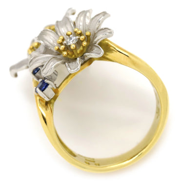 石川暢子 NOBUKO ISHIKAWA フラワーデザイン イエローゴールド×プラチナシルバー K18YG Pt900 ダイヤモンド 色石 リング 指輪 K18YG×Pt900 ダイヤモンド 色石 12号