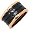 ブルガリ BVLGARI ビーゼロワン B-zero1 4バンドリング 345854 ピンクゴールド×ブラック K18PG セラミック #56(JP16) リング 指輪 黒 750PG 18金 15号