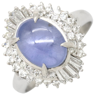 ノンブランド NON BRAND スターサファイア ダイヤリング プラチナシルバー Pt900 サファイア リング 指輪 ブルー 青 15号