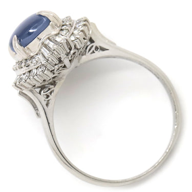 ノンブランド NON BRAND スターサファイア ダイヤリング プラチナシルバー Pt900 サファイア リング 指輪 ブルー 青 15号