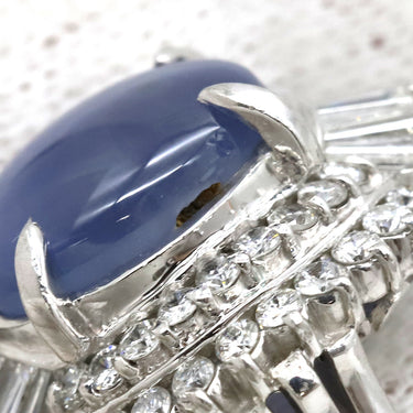 ノンブランド NON BRAND スターサファイア ダイヤリング プラチナシルバー Pt900 サファイア リング 指輪 ブルー 青 15号