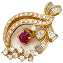 ノンブランド NON BRAND ルビー ダイヤ ペンダントトップ イエローゴールド×ルビーレッド K18YG ダイヤモンド ルビー ペンダントトップ ペンダントヘッド 750 YG