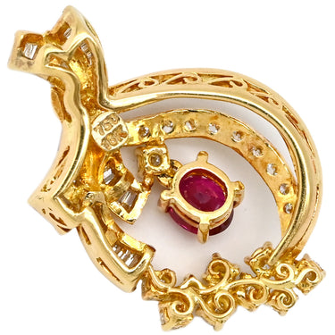 ノンブランド NON BRAND ルビー ダイヤ ペンダントトップ イエローゴールド×ルビーレッド K18YG ダイヤモンド ルビー ペンダントトップ ペンダントヘッド 750 YG