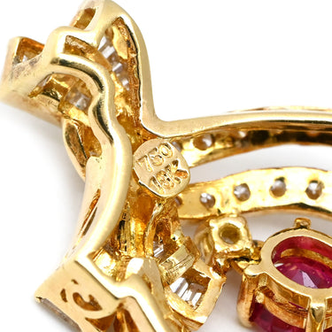 ノンブランド NON BRAND ルビー ダイヤ ペンダントトップ イエローゴールド×ルビーレッド K18YG ダイヤモンド ルビー ペンダントトップ ペンダントヘッド 750 YG