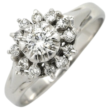 ノンブランド NON BRAND プラチナシルバー Pt900 ダイヤモンド リング 指輪 プラチナム ダイヤ フラワーモチーフ 花 12号