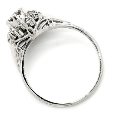 ノンブランド NON BRAND プラチナシルバー Pt900 ダイヤモンド リング 指輪 プラチナム ダイヤ フラワーモチーフ 花 12号