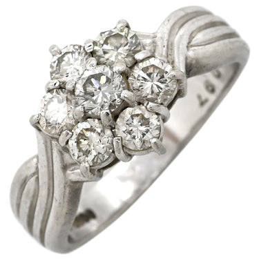 ノンブランド NON BRAND ダイヤリング プラチナシルバー Pt900 ダイヤモンド リング 指輪 7P 7粒 フラワーモチーフ 9号