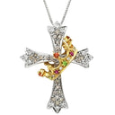 ノンブランド NON BRAND ペンダント マルチカラー ホワイトゴールドXイエローゴールド K18WG K18YG ダイヤモンド ルビー サファイア ガーネット ネックレス 18K WG ダイヤ ルビー サファイア デマントイドガーネット 十字架 王冠 クロス