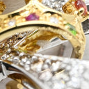 ノンブランド NON BRAND ペンダント マルチカラー ホワイトゴールドXイエローゴールド K18WG K18YG ダイヤモンド ルビー サファイア ガーネット ネックレス 18K WG ダイヤ ルビー サファイア デマントイドガーネット 十字架 王冠 クロス