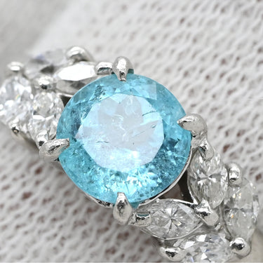 ノンブランド NON BRAND パライバトルマリン ダイヤリング プラチナシルバー Pt900 パライバトルマリン リング 指輪 ブルー 青 13号